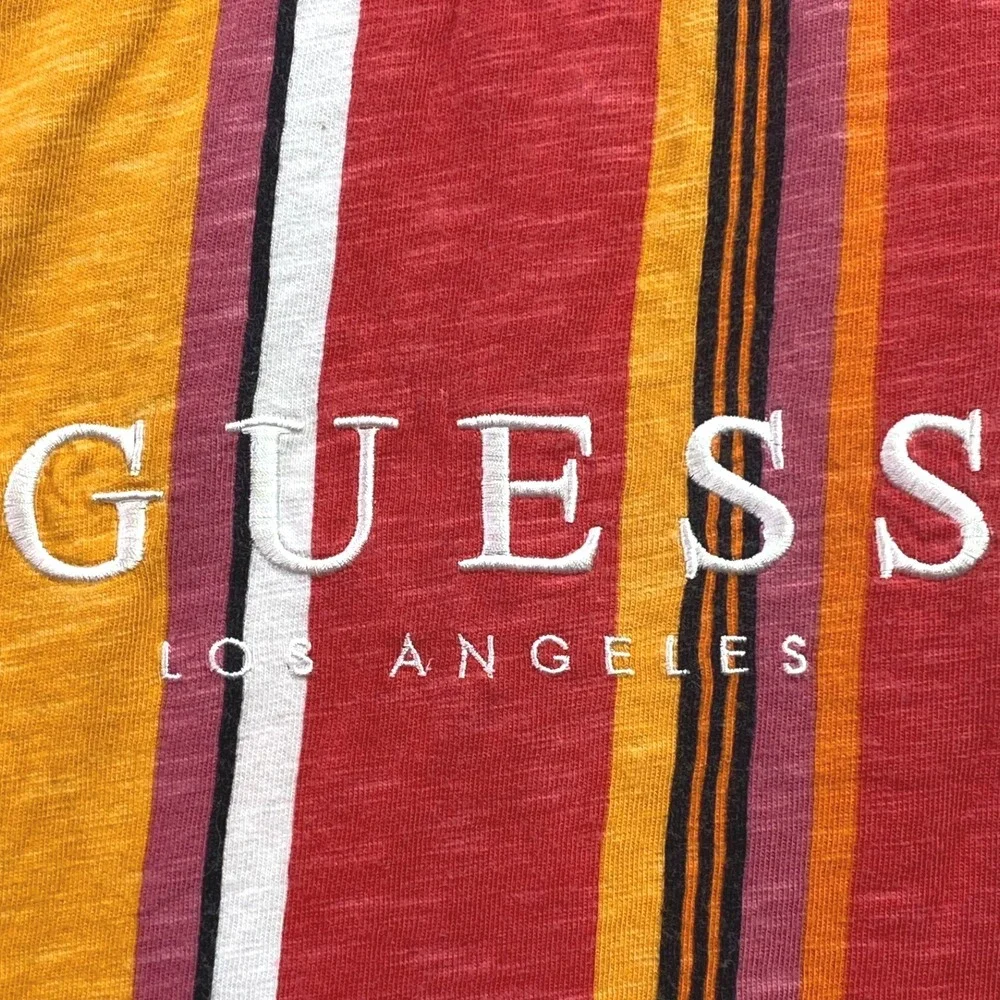 Guess Shirt Mens Medium Striped Colorblock Spell Out Preppy Academia Streetwear - Picture 2 of 7